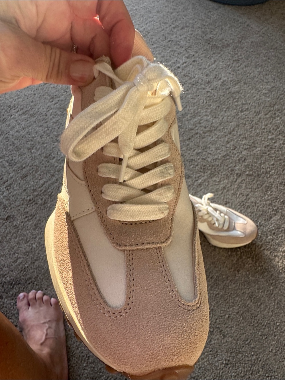 Steve Madden Women’s Cream & Blush Platform Lace-Up Sneaker - Picture 3 of 6